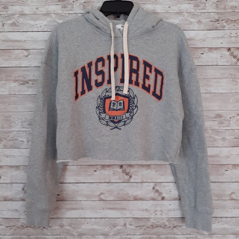 Bp Womens Cropped Hoodie Size M Inspired Gray 568